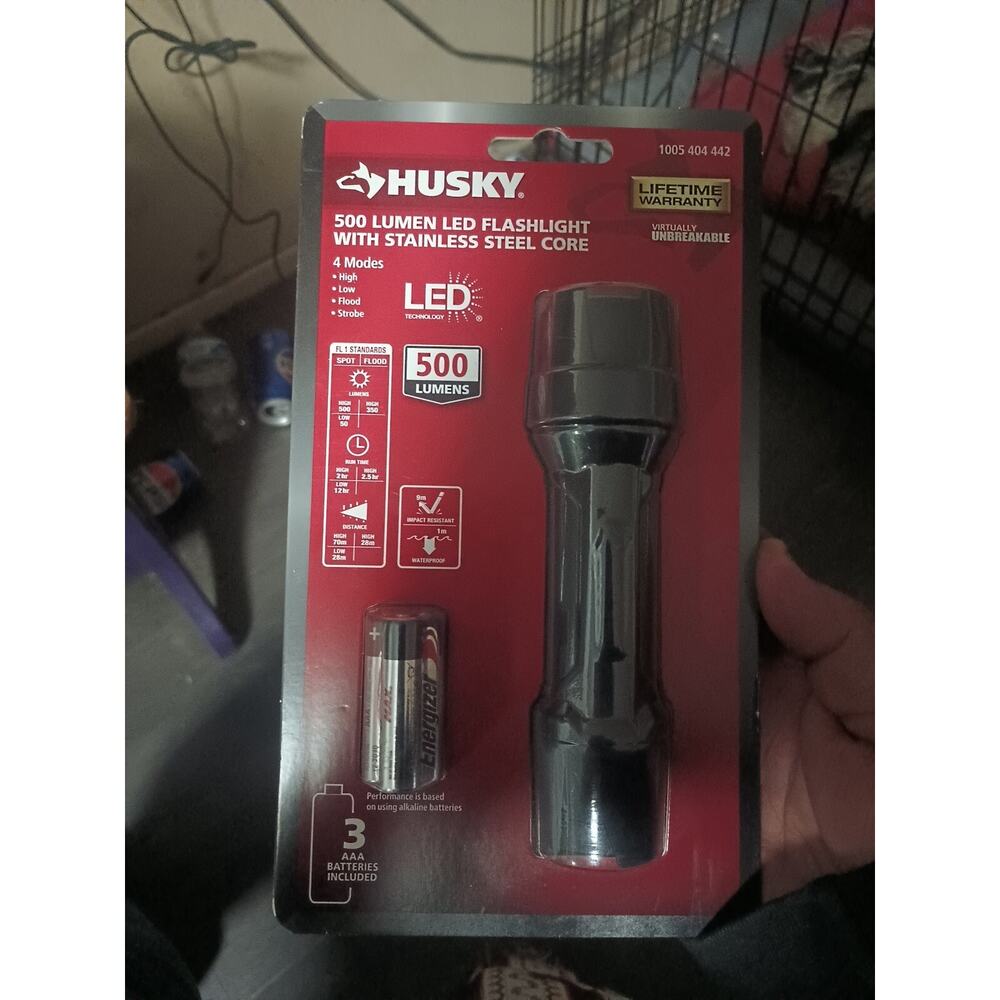 HUSKY LED Flashlights, Stainless Steel Core, 500 Lumens